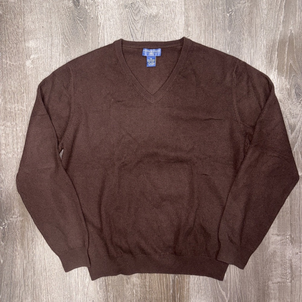 Joseph & Lyman Sweater Mens Medium Pullover Cashmere Brown Preppy Casual